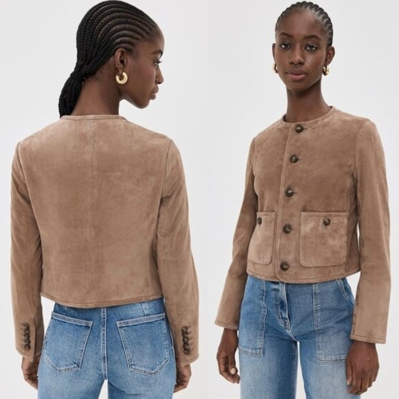 Veronica Beard Andrea Tailored Suede Jacket - Picture 2 of 4